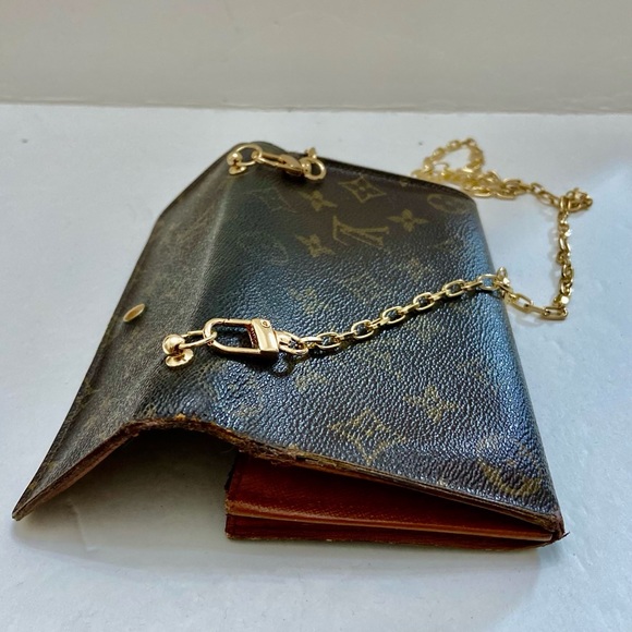 Louis Vuitton Brown Mono Coated Canvas Long Wallet-Crossbody (9001AN)
